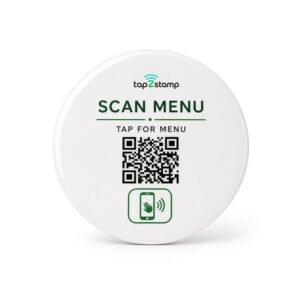 Tada Tap QR Code Table Sticker – glossy epoxy-coated scan-to-order sticker for restaurant tables