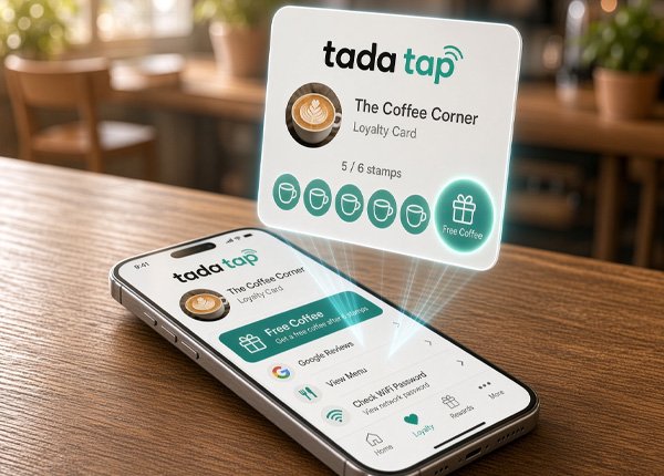 Customer collecting stamps and unlocking rewards via a loyalty program app - TADA TAP Features